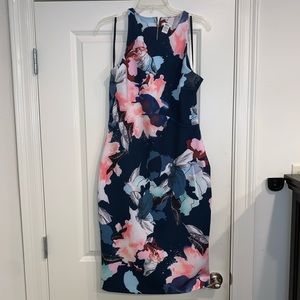Fitted blue floral dress